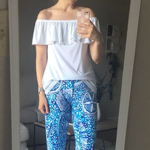 White off-the-shoulder Lilly Pulitzer ruffle top